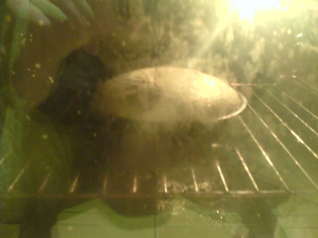 Caek in oven