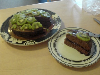 Sliced kiwi cake