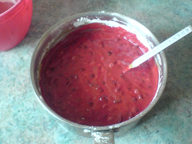 The mix with red food dye