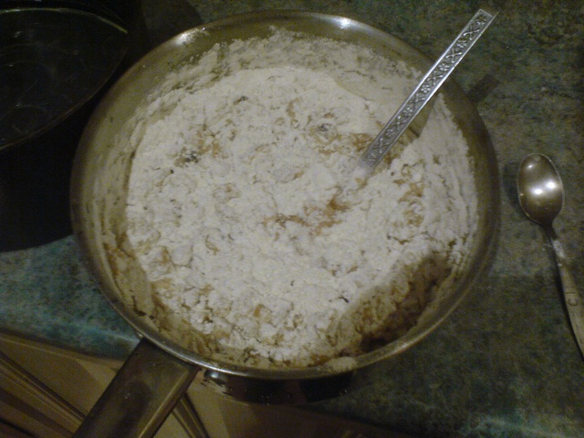 Stirring in flour