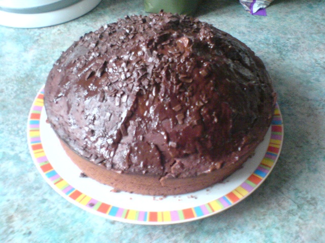 Finished chocolate cake with toppings