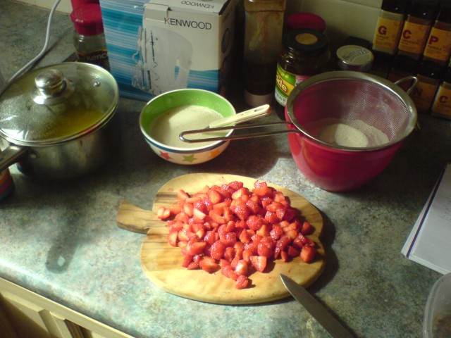 Chopped strawberries